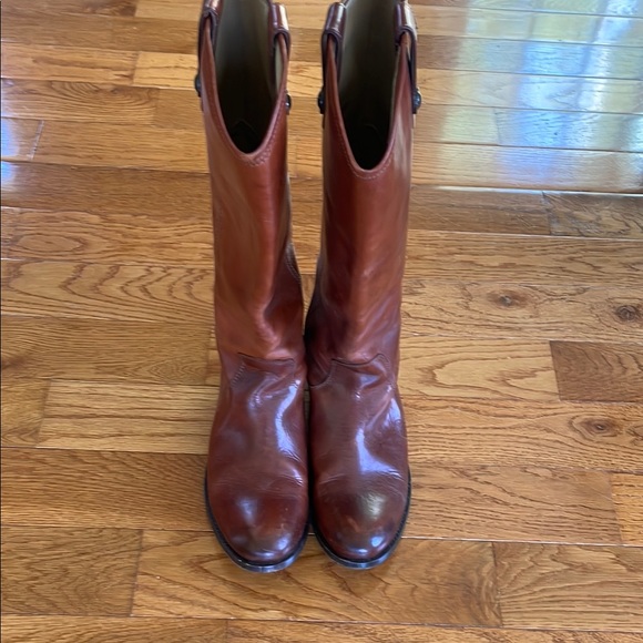 Frye Shoes - Frye Melissa Button Riding Cognac Leather Pull-On Boots